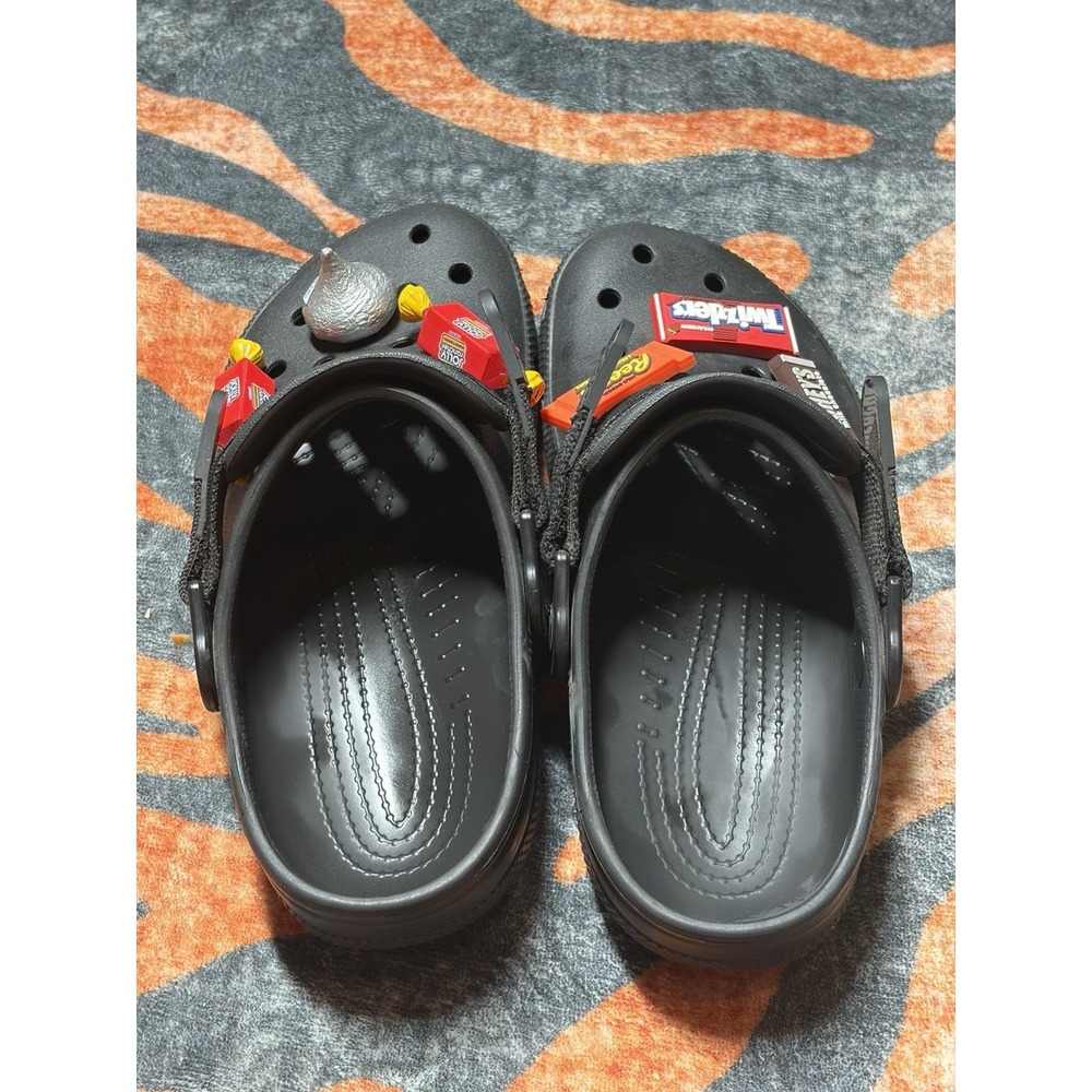 Crocs Classic Adjustable SR Clog Black Size W8 With (6) Charms - Picture 2 of 9